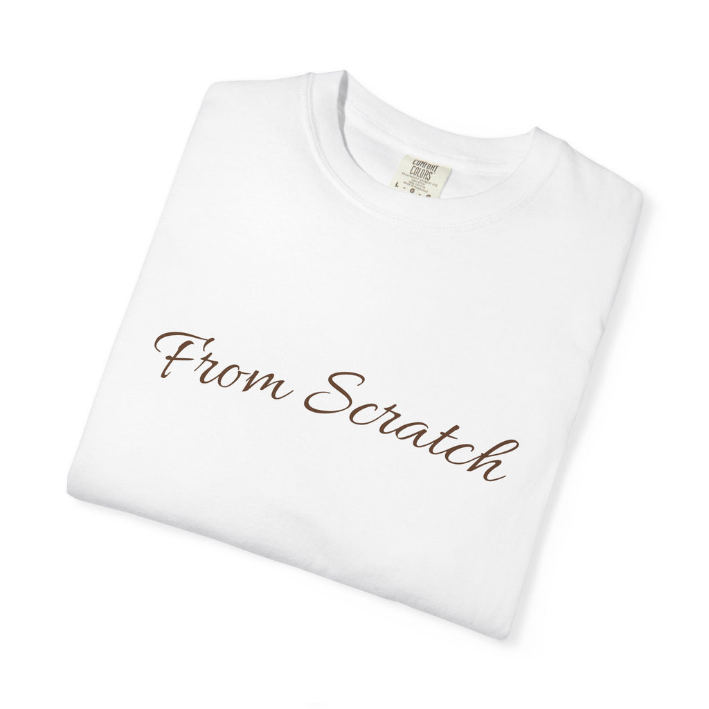Handpainted Red Apple T-Shirt | 'From Scratch' Script Front