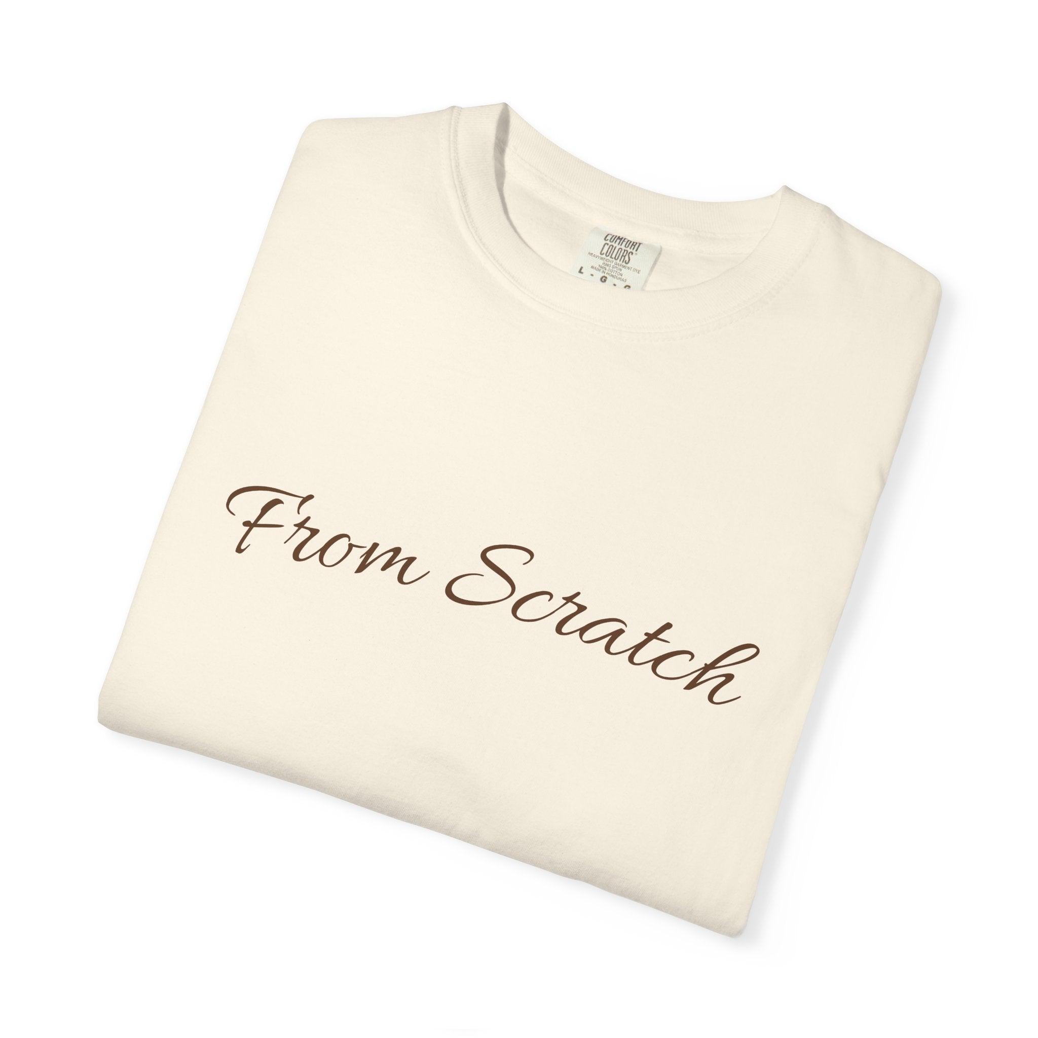 Handpainted Red Apple T-Shirt | 'From Scratch' Script Front